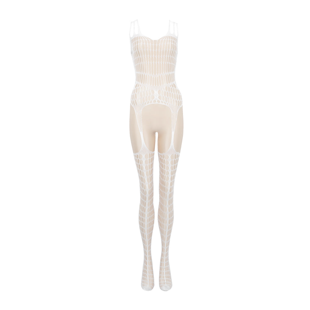 Glow-in-the-dark jumpsuit crotchless White / One size - AMORESY