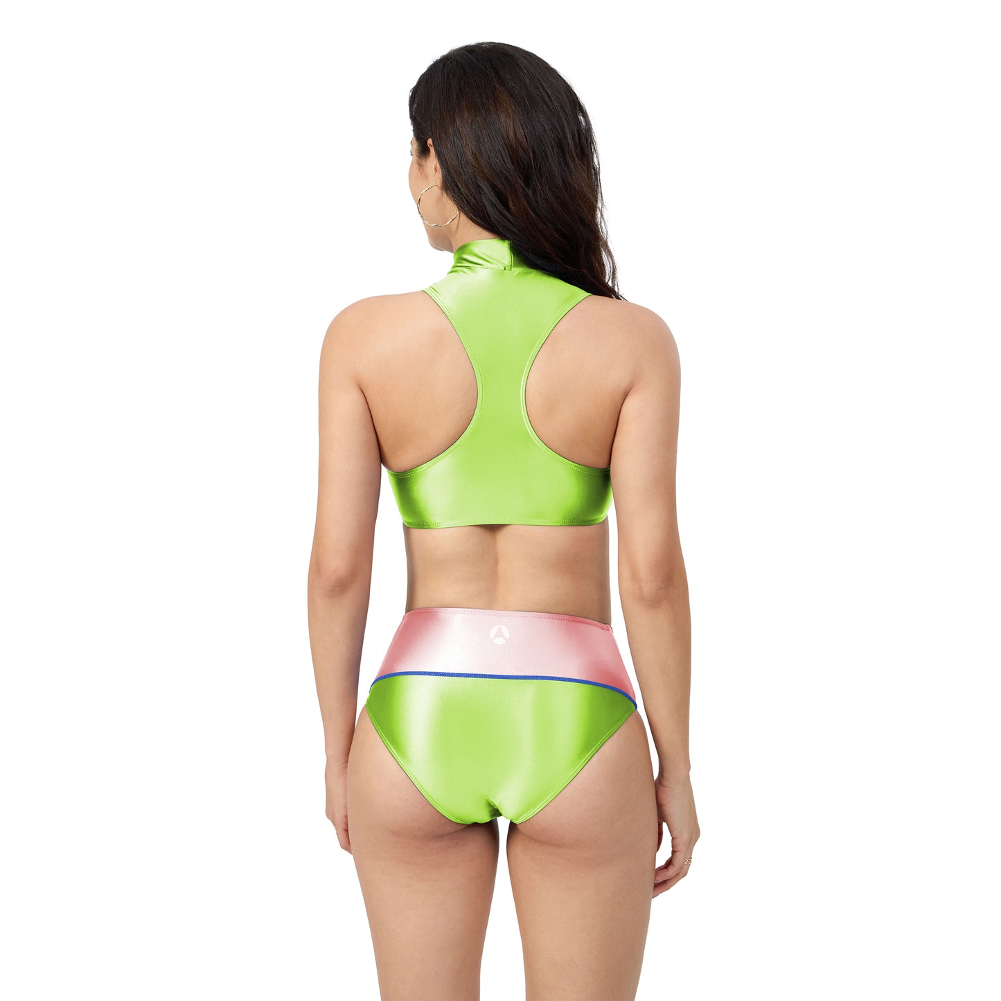 Coralie Color-Blocked High-Neck Swimsuit Bikini