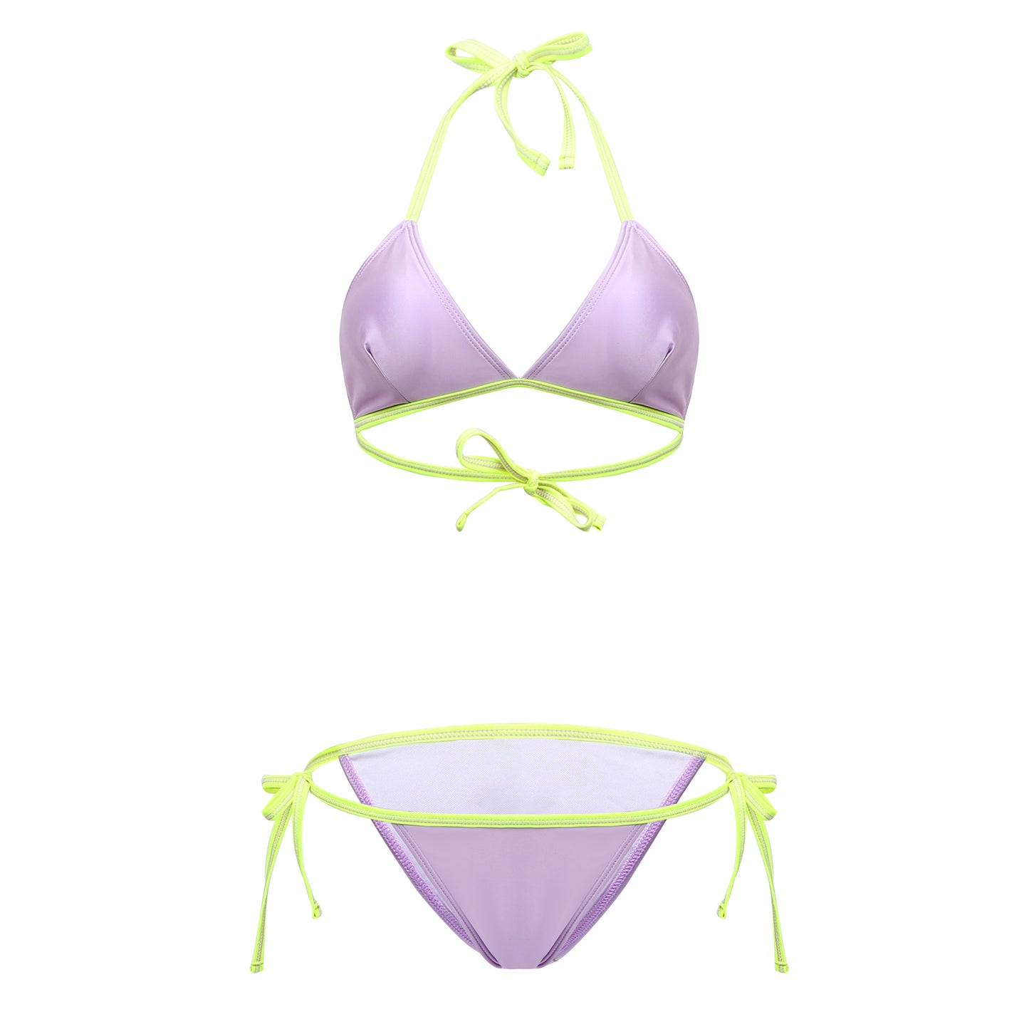 Fantasia Tied String Swimsuit Bikini Pastel Lilac / S - AMORESY