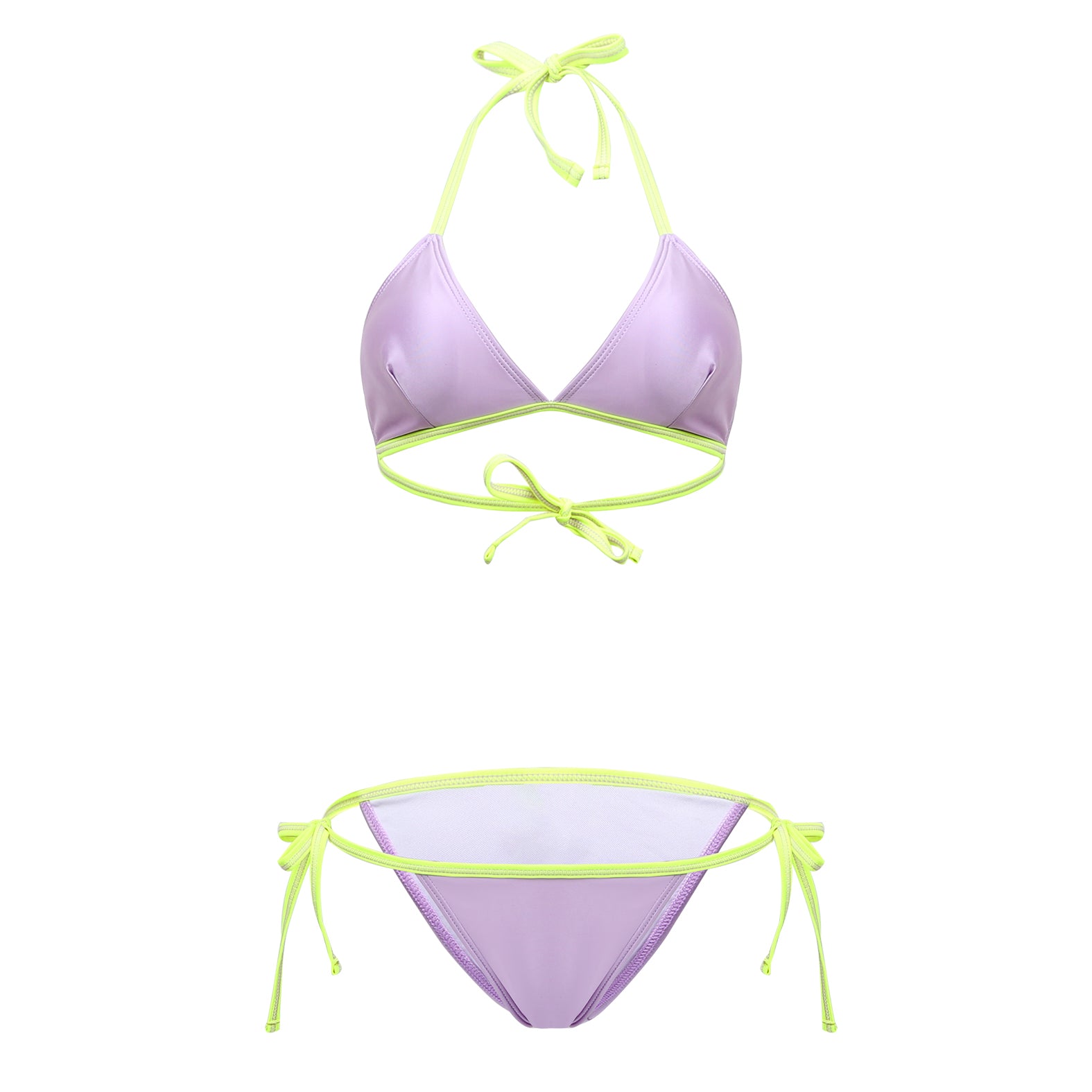 Fantasia Tied String Swimsuit Bikini Pastel Lilac / S - AMORESY