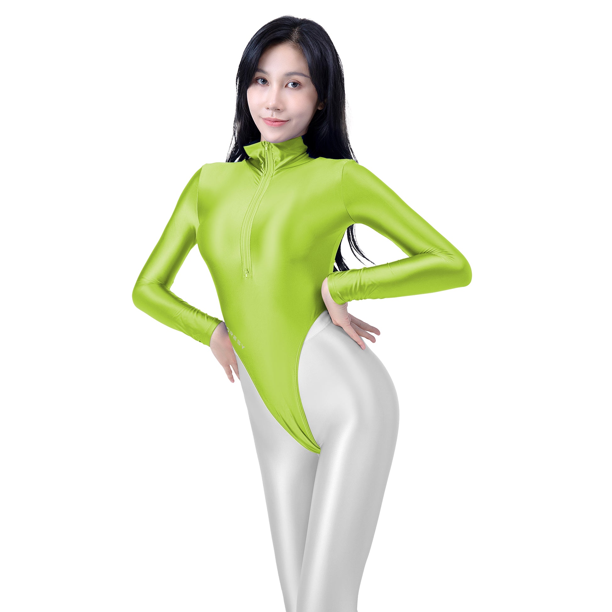 Solara C Series Super High-Leg Thong Swimsuit Leotard Acid Lime / M - AMORESY