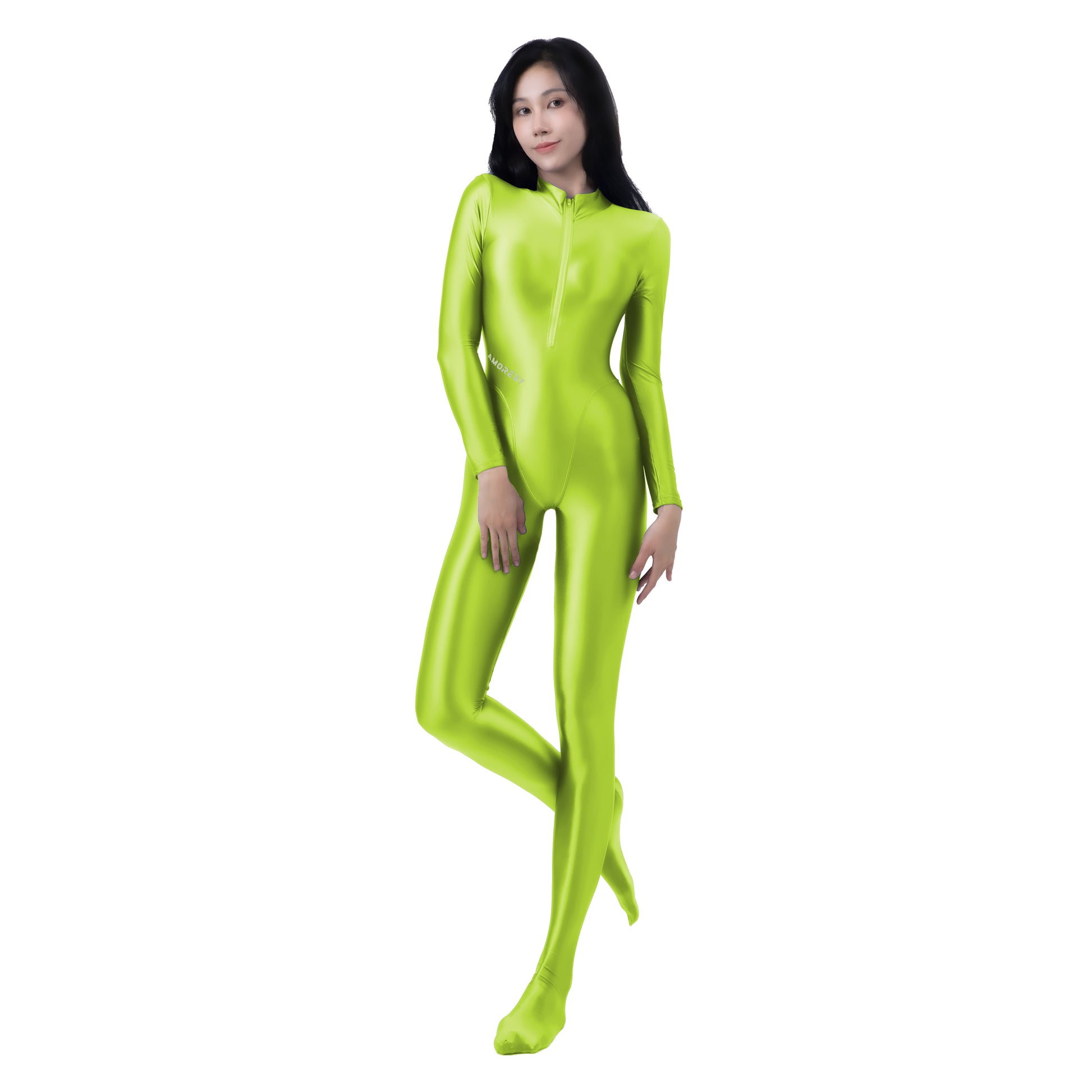 Celestia Series Front-Zip Catsuit Catsuit Acid Lime / M - AMORESY