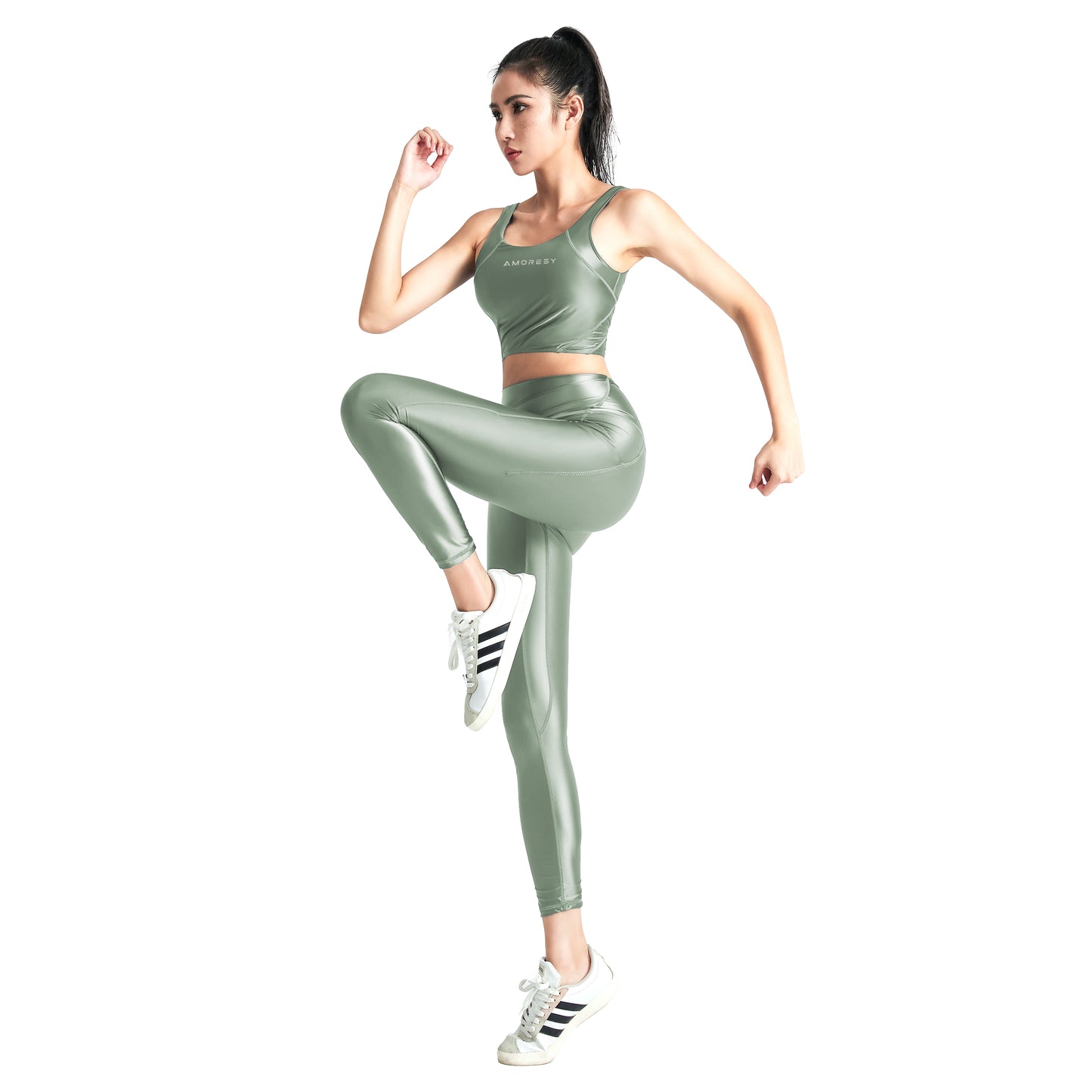 Angelica Sports Crop Top & Leggings Sea Foam( pants) / M - AMORESY