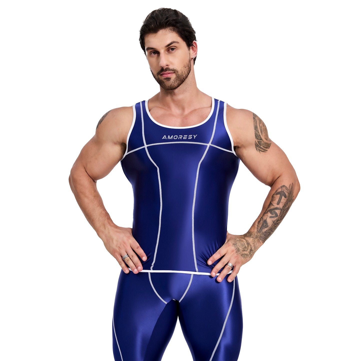 Phoenix Sports Vest & Leggings Navy Blue(Vest) / M - AMORESY