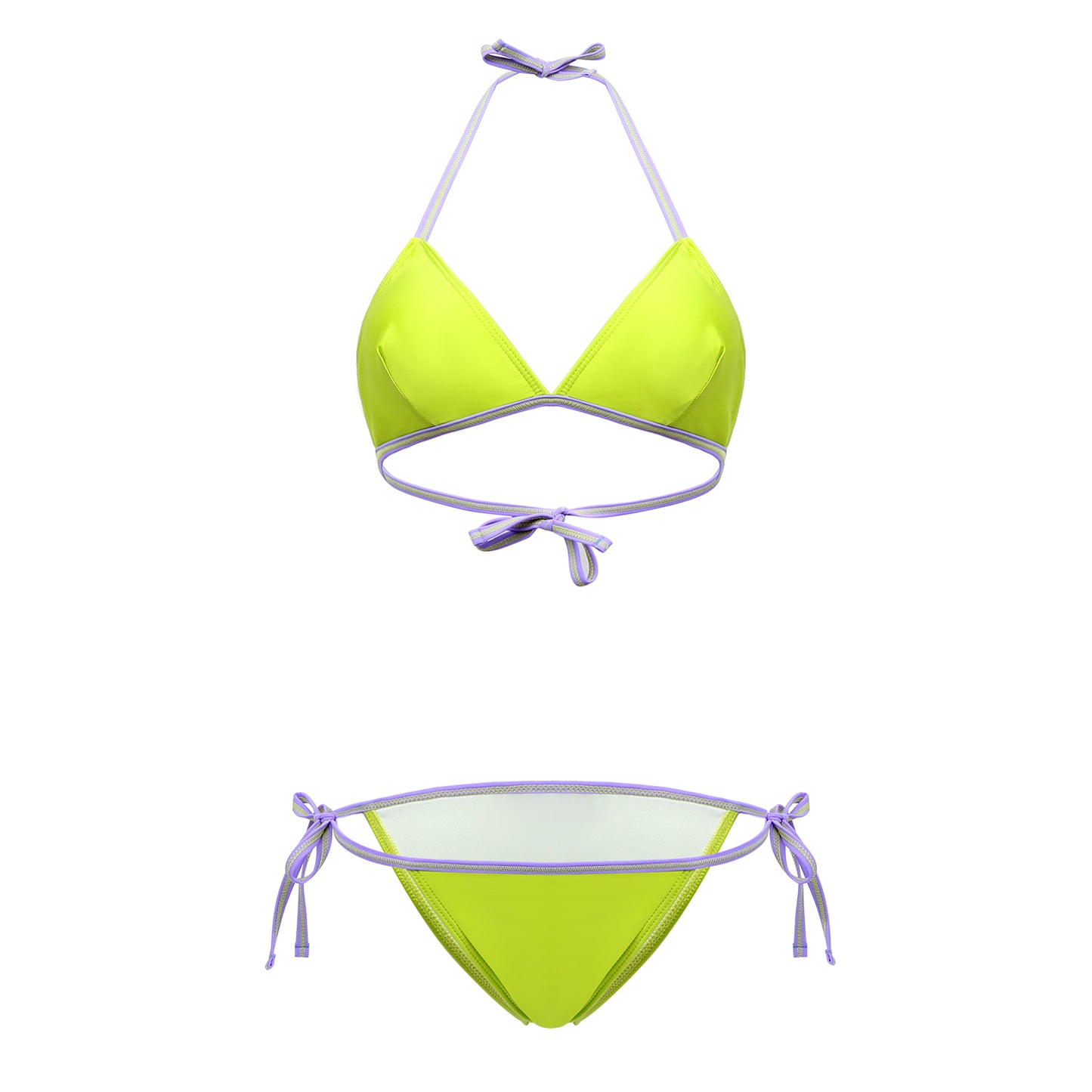 Fantasia Tied String Swimsuit Bikini Acid Lime / S - AMORESY