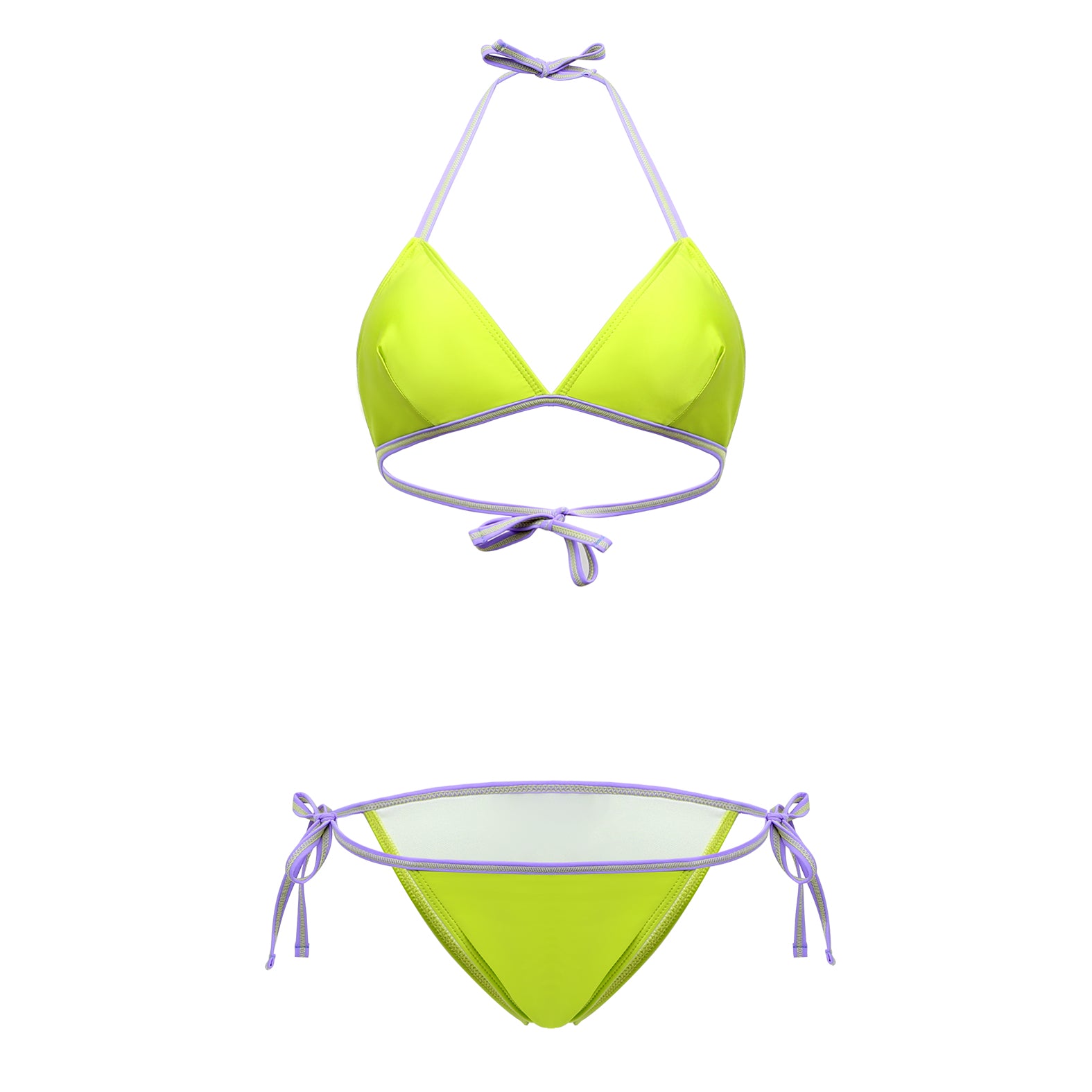 Fantasia Tied String Swimsuit Bikini Acid Lime / S - AMORESY