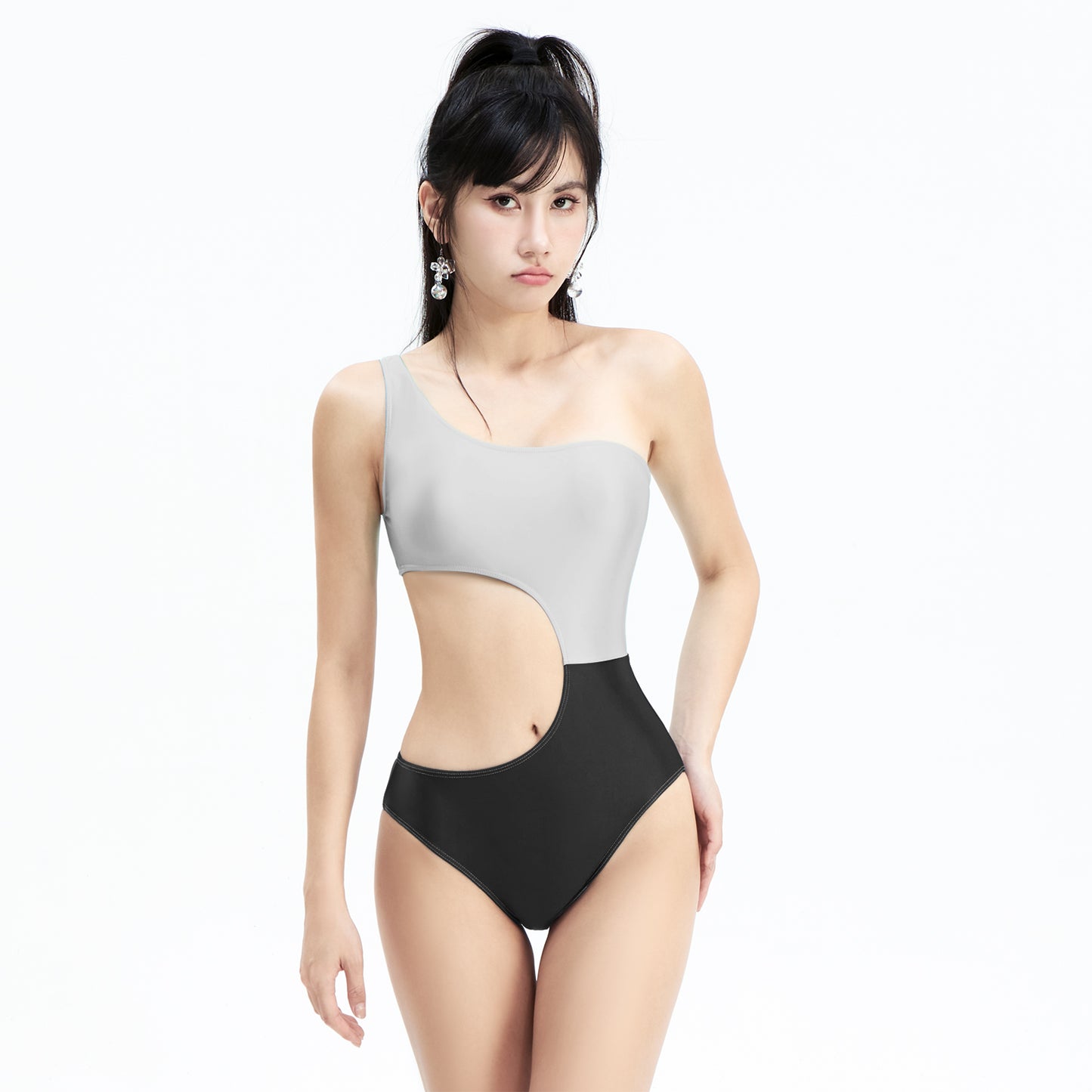 Alyssa Asymmetrical Cutout Swimsuit Leotard