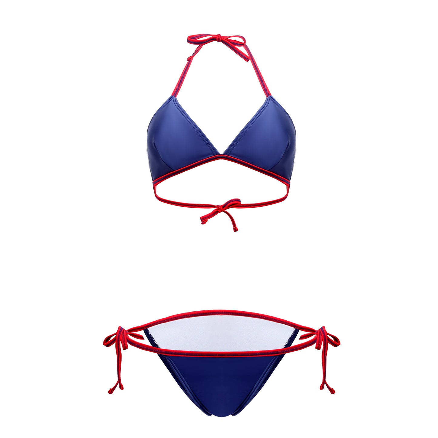 Fantasia Tied String Swimsuit Bikini Navy Blue / S - AMORESY