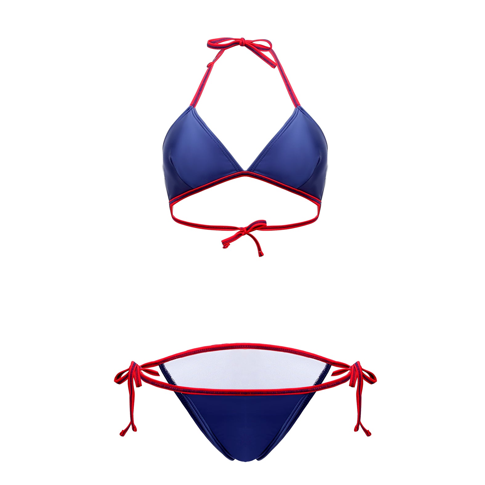 Fantasia Tied String Swimsuit Bikini Navy Blue / S - AMORESY