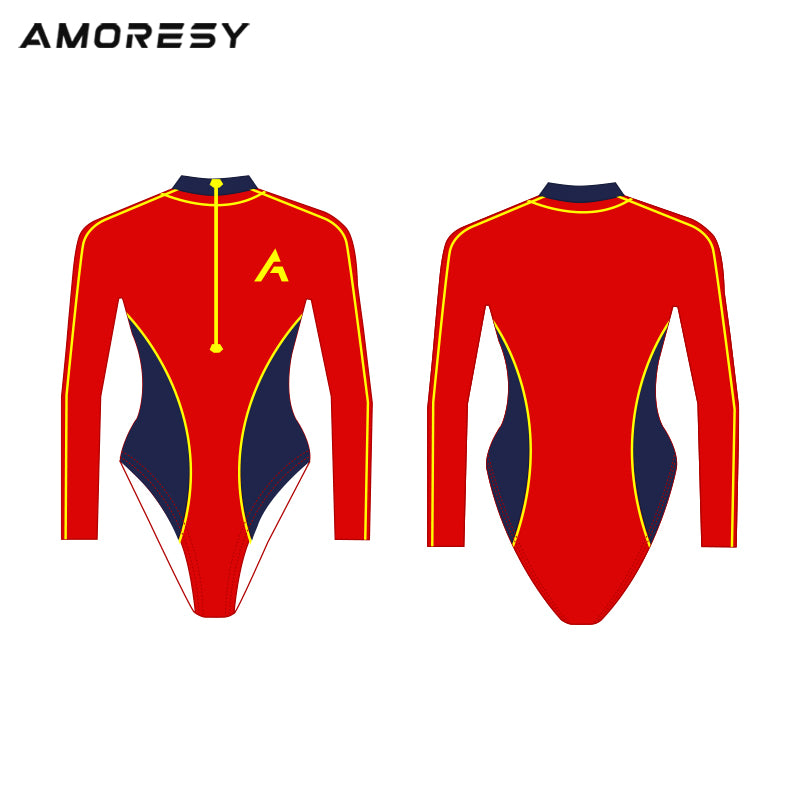 Calypsa Front-Zip High-Leg Swimsuit Leotard Swimming suit - AMORESY