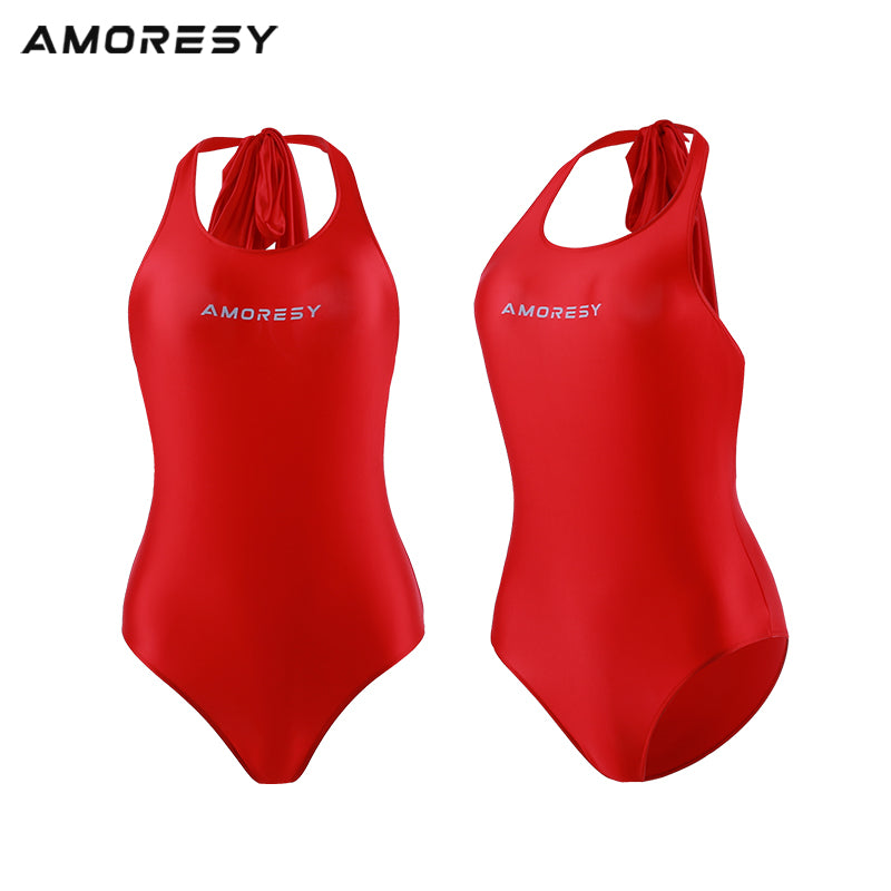 Sylva High-Leg Halterneck Backless Swimsuit Leotard Swimming suit - AMORESY