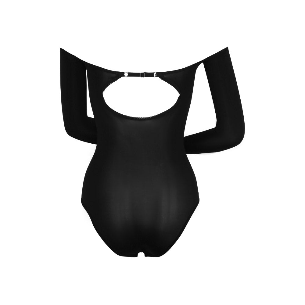 Exciti Sheer Off-Shoulder Ultra-Shiny Bodysuit