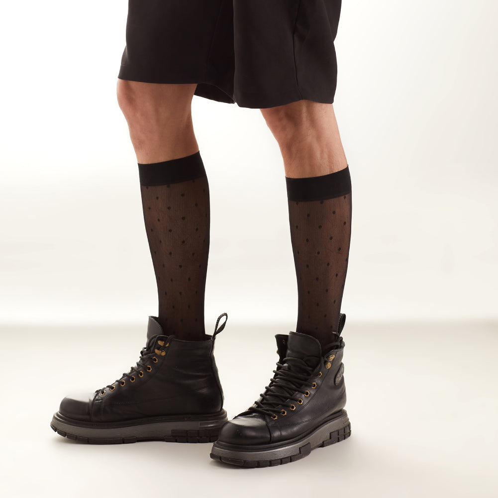 Dynasti Men’s Polka Dot Sheer Socks Lingerie - AMORESY