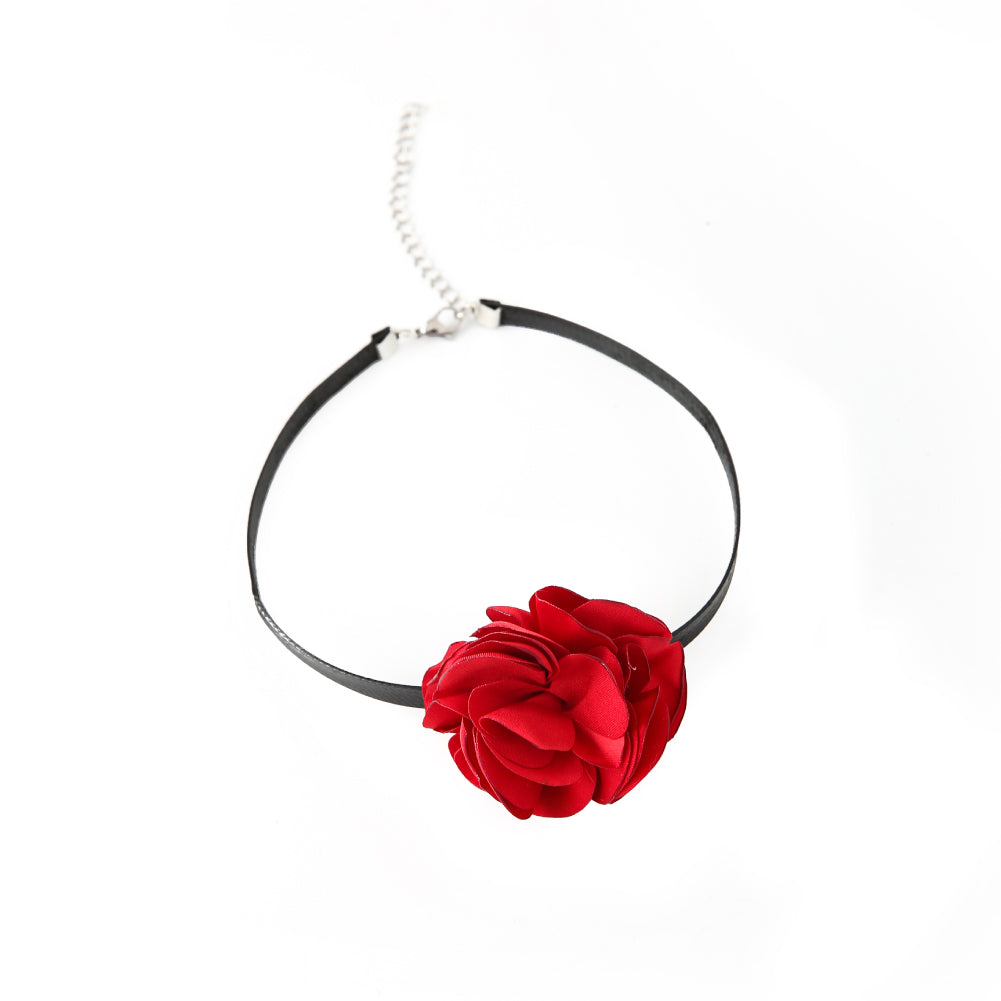 Beauti Rose Choker Black red necklace clasp - AMORESY