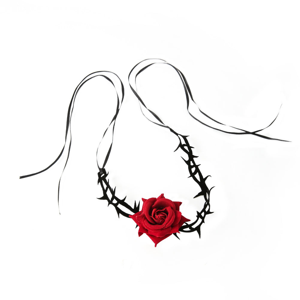 Beauti Rose Choker Black red Strap style - AMORESY