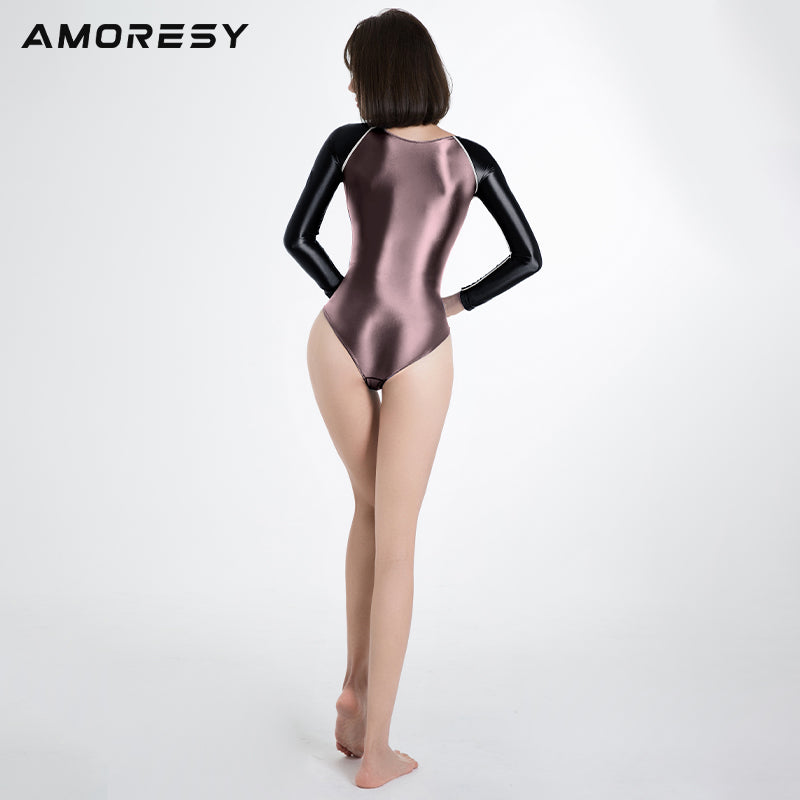Elestra High-Leg Scoop-Neck Swimsuit Leotard - AMORESY