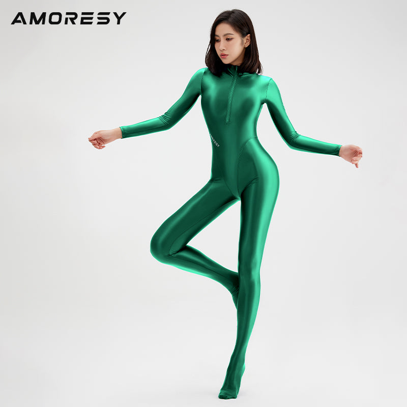 Celestia Series Front-Zip Catsuit Catsuit Green / M - AMORESY