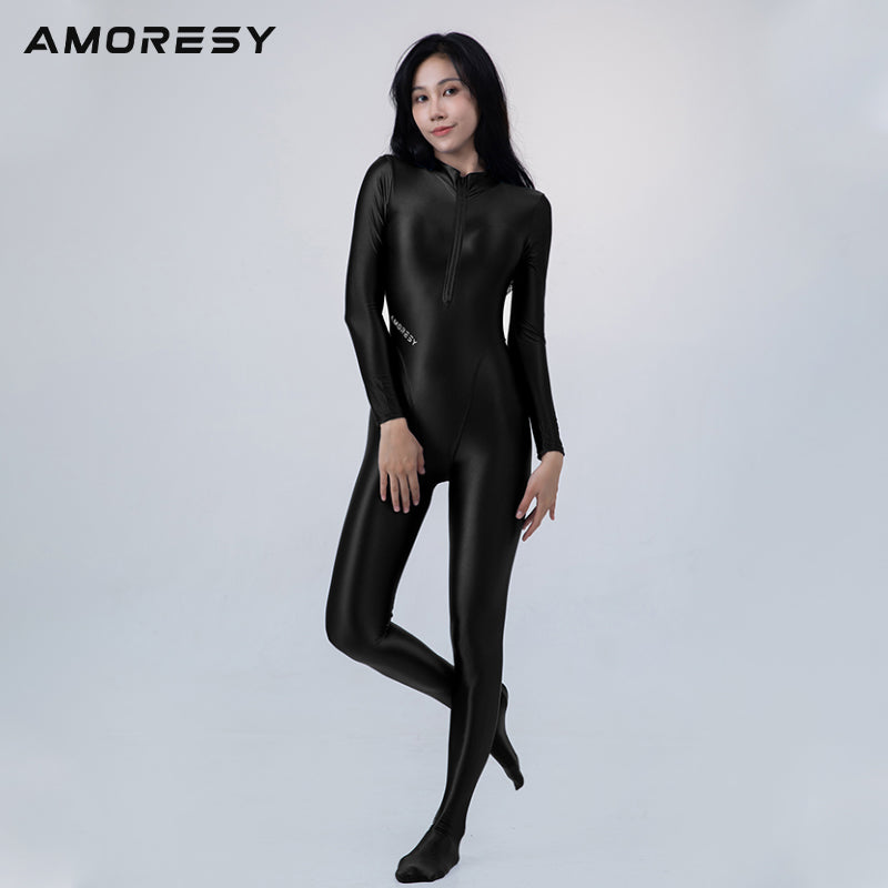 Celestia Series Front-Zip Catsuit Catsuit Black / M - AMORESY