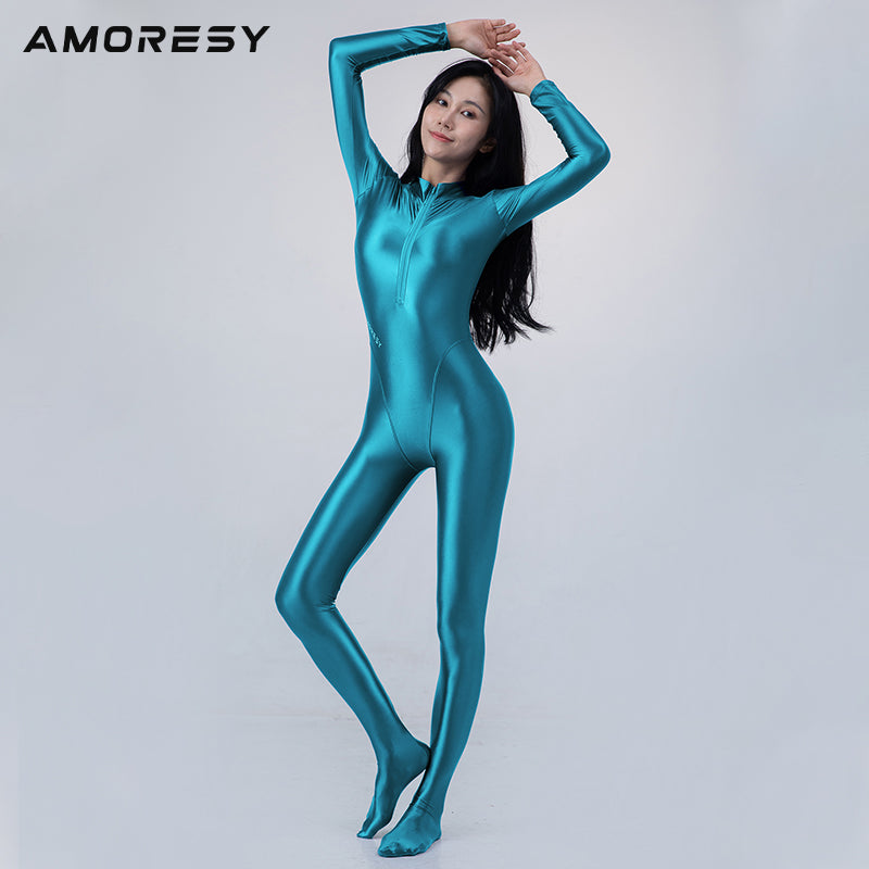 Celestia Series Front-Zip Catsuit Catsuit Coral Blue / M - AMORESY