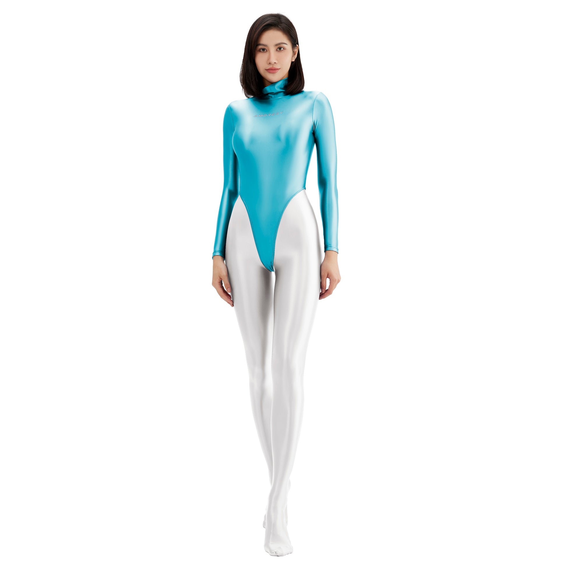 Epica Super High-Leg Thong Swimsuit Leotard Waterspout Blue / M - AMORESY