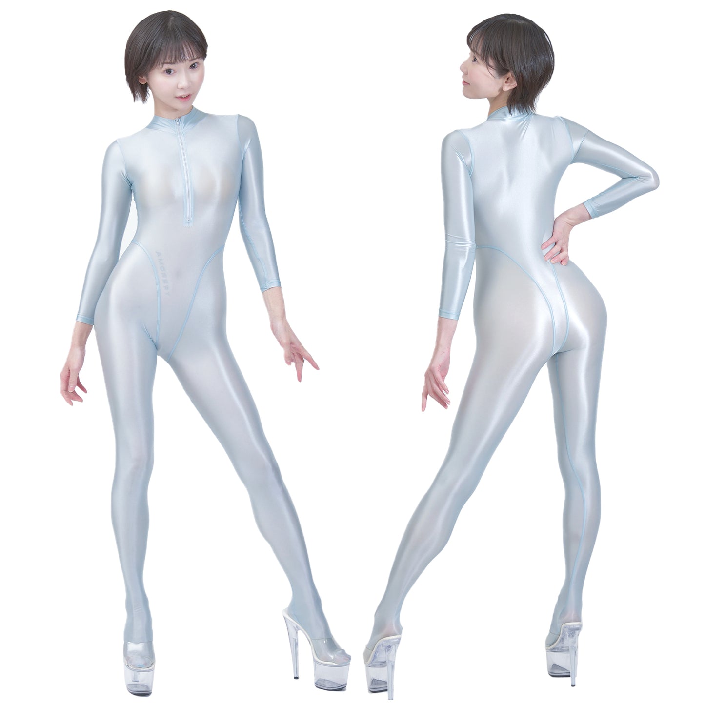 Celestia Series Front-Zip Catsuit - Sheer