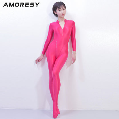 Celestia Series Front-Zip Catsuit - Sheer