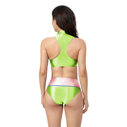 Coralie Color-Blocked High-Neck Swimsuit Bikini