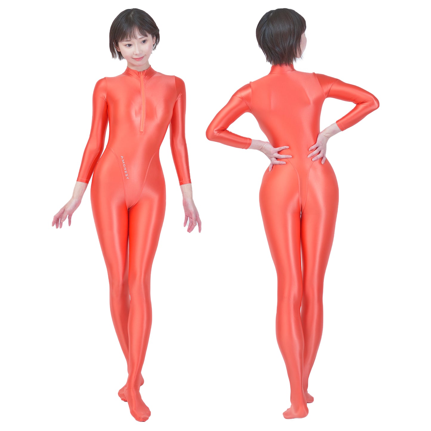 Celestia Series Front-Zip Catsuit - Sheer