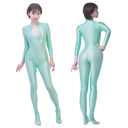 Celestia Series Front-Zip Catsuit - Sheer