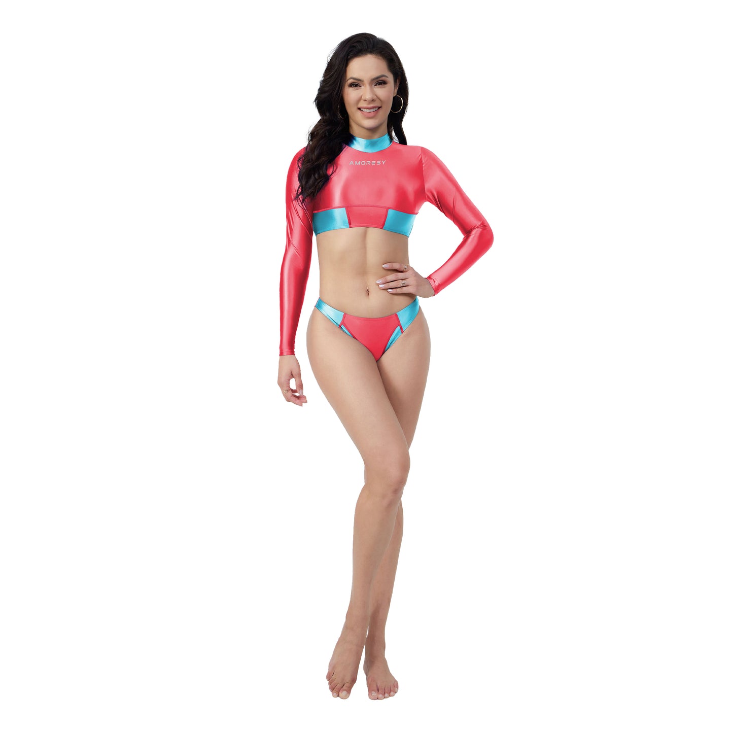 Sienna Long-Sleeve Color-Blocked Swimsuit Bikini