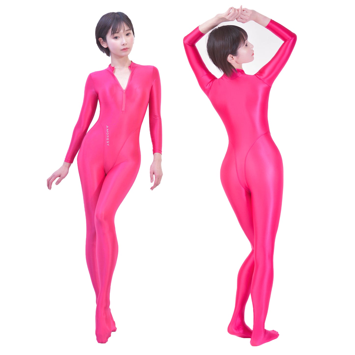 Celestia Series Front-Zip Catsuit - Sheer