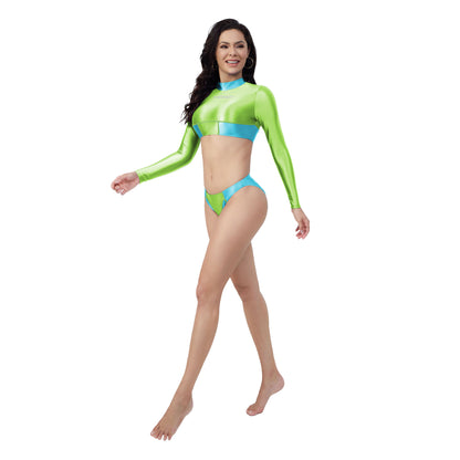 Sienna Long-Sleeve Color-Blocked Swimsuit Bikini