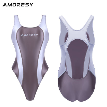 Vellustre B-Series High-Leg Backless Swimsuit Leotard - AMORESY