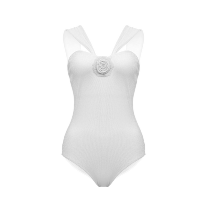 Ravenna Metallic Thread V-Strap Retro Swimsuit - AMORESY Fusion