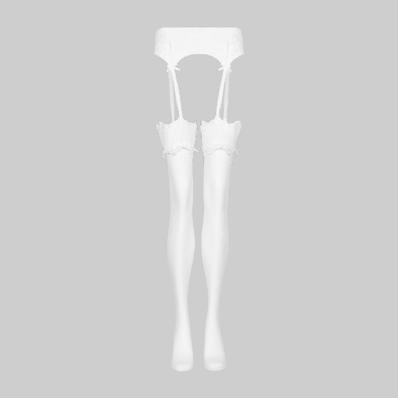 White Garters For Thigh High Socks Everiti Thigh-High Stockings And Garter Belt AMORESY White Garters For Thigh High Socks Everiti Thigh-High Stockings And Garter Belt AMORESY