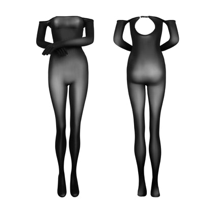 Dimensiti Sheer Ultra-Shiny Off-Shoulder Bodysuit