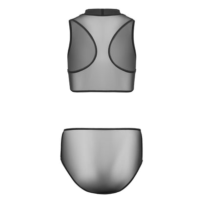 Cheekiti Sheer Racerback Crop-Top & Brief Set