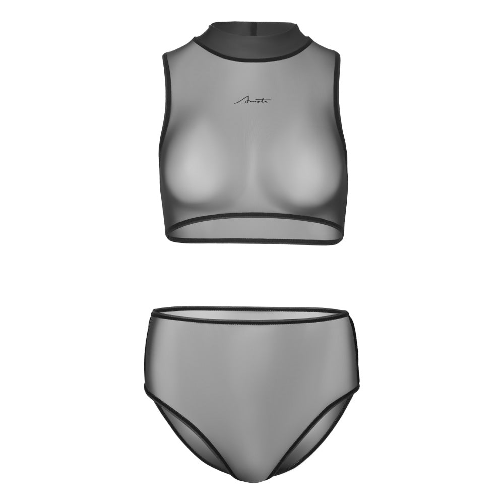 Cheekiti Sheer Racerback Crop-Top & Brief Set