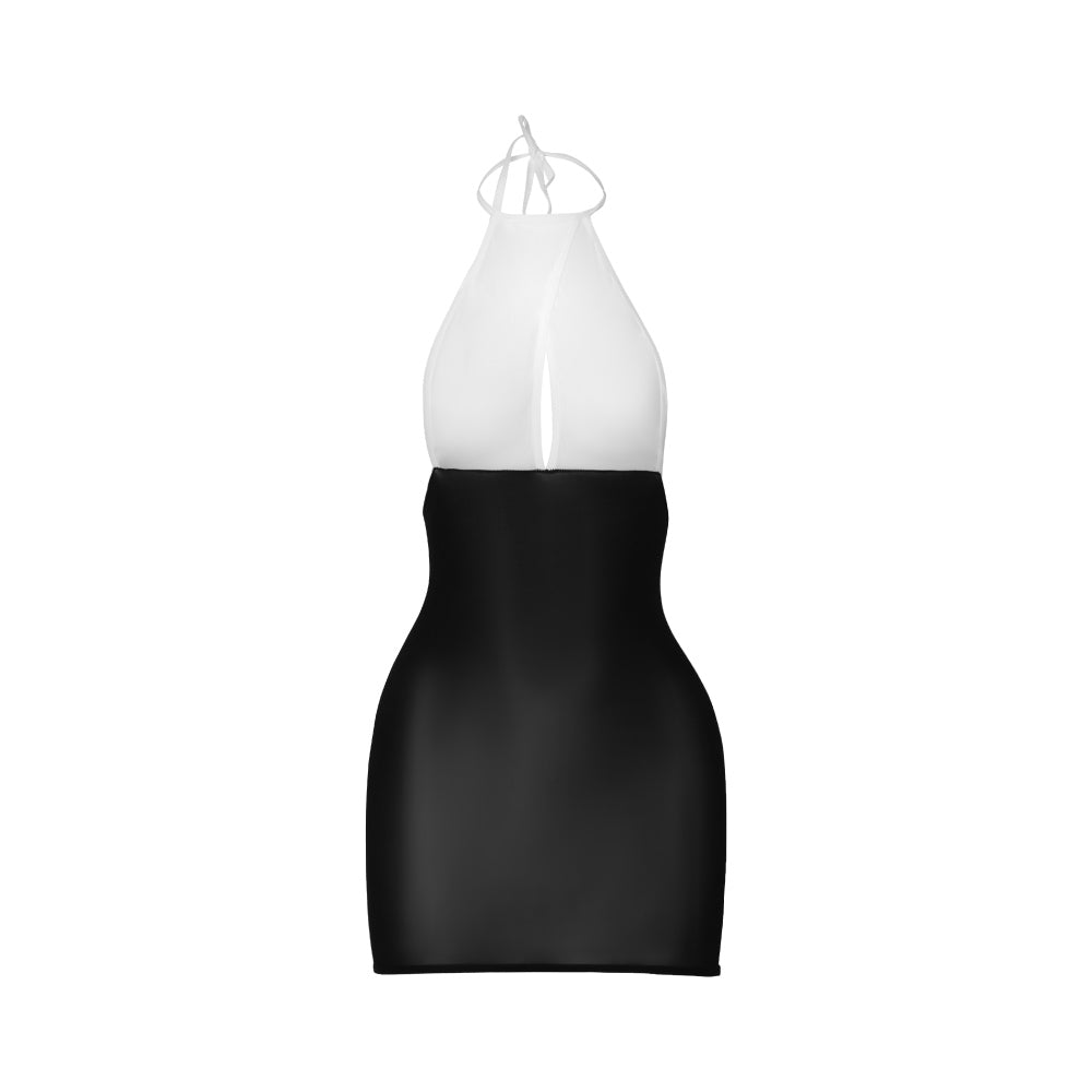 Tasti Halterneck Backless Sheer Mini Dress