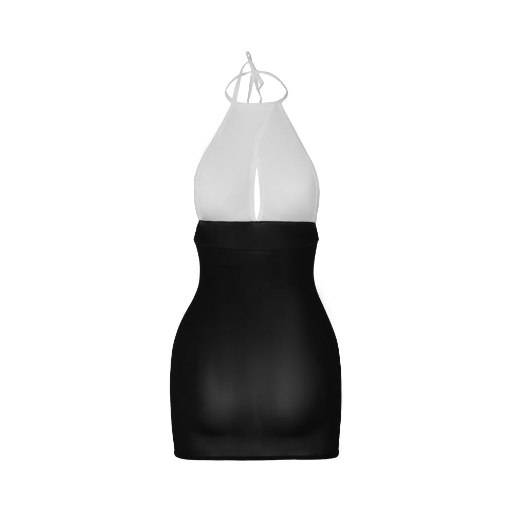 Tasti Halterneck Backless Sheer Mini Dress