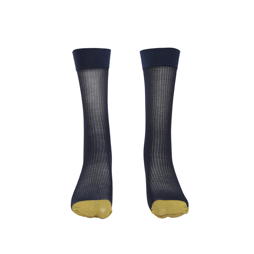 Intensiti Men’s Mid-Length Semi-Sheer Socks Lingerie Gold/Navy Blue / One size - AMORESY