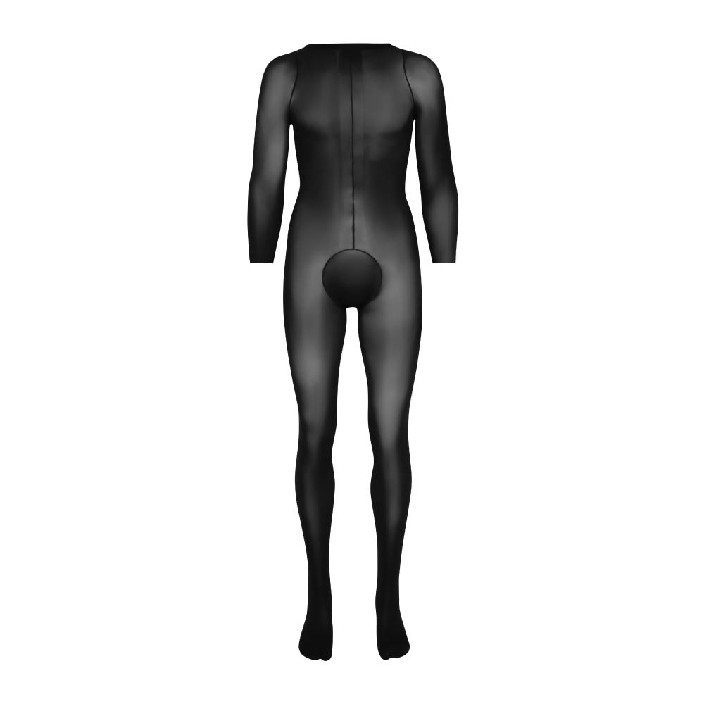 Velociti Men's Sheer Ultra-Shiny Footed Bodysuit