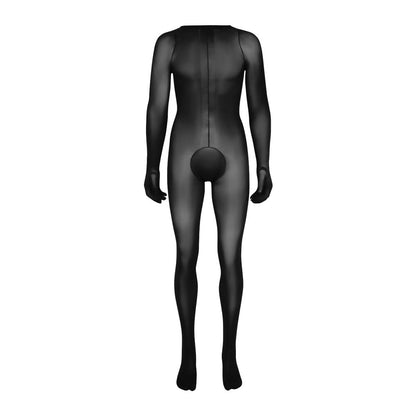 Velociti Men's Sheer Ultra-Shiny Footed Bodysuit