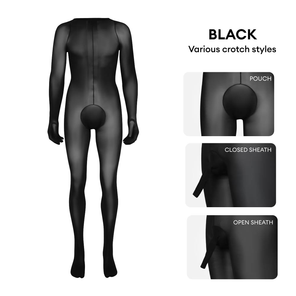 Velociti Men's Sheer Ultra-Shiny Footed Bodysuit