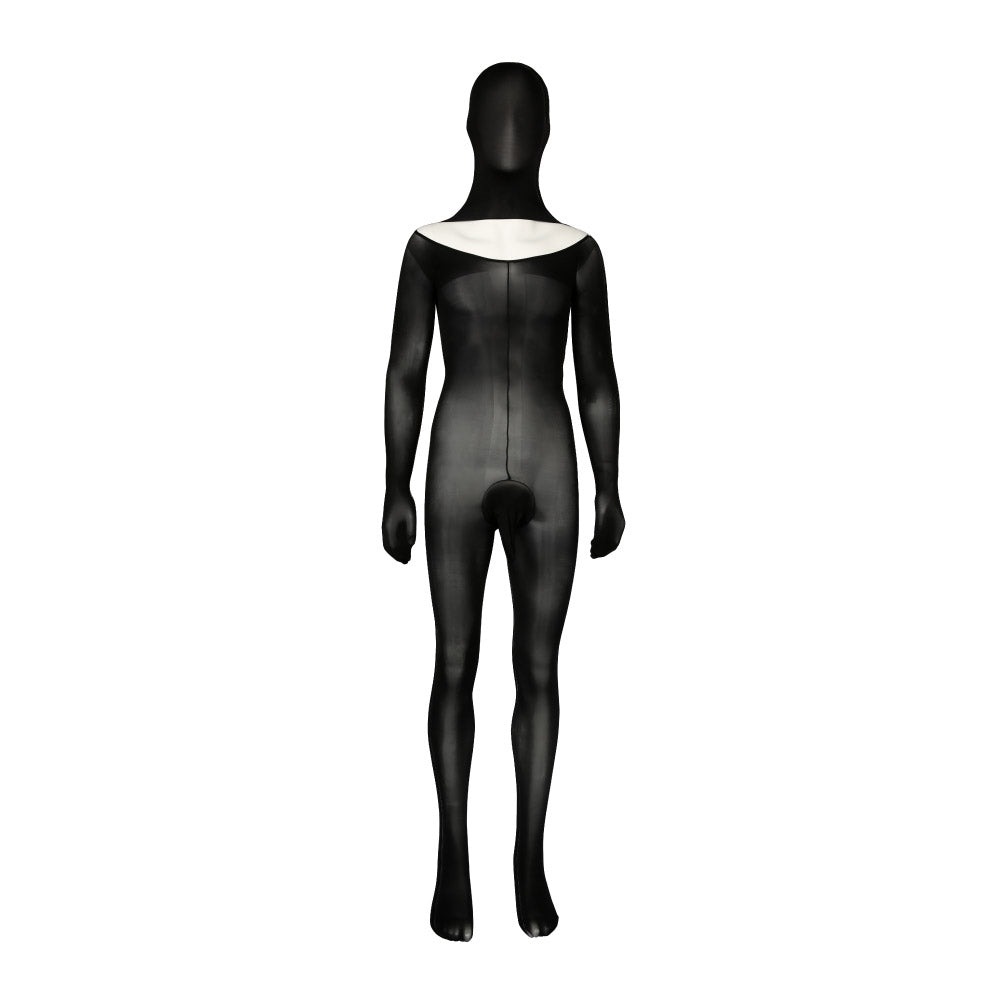 Vigilanti Hooded Ultra-Shiny Men's Sheer Bodysuit