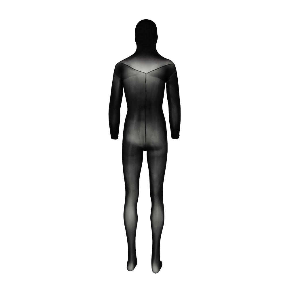 Vigilanti Hooded Ultra-Shiny Men's Sheer Bodysuit