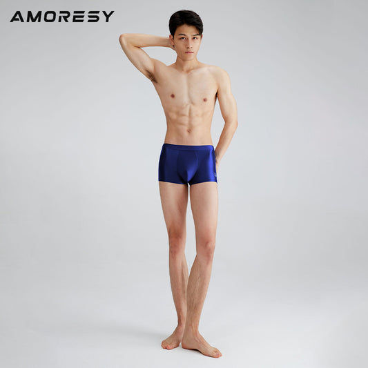 AMORESY Men's Glitter Smooth Oil Underwear Stretch Soft Thin Sports Boxer  Briefs