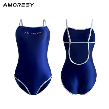 AMORESYマイアシリーズの高輝度カラーサスペンダーワンピーススポーツ水着